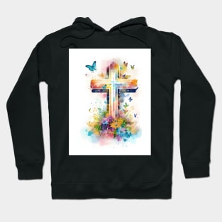 Christian Cross With Butterflies Hoodie